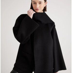 NWT Quince Double-Faced Merino Wool Scarf Coat - Black - Size M